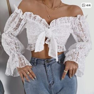 Chic White Lace Off-Shoulder Blouse